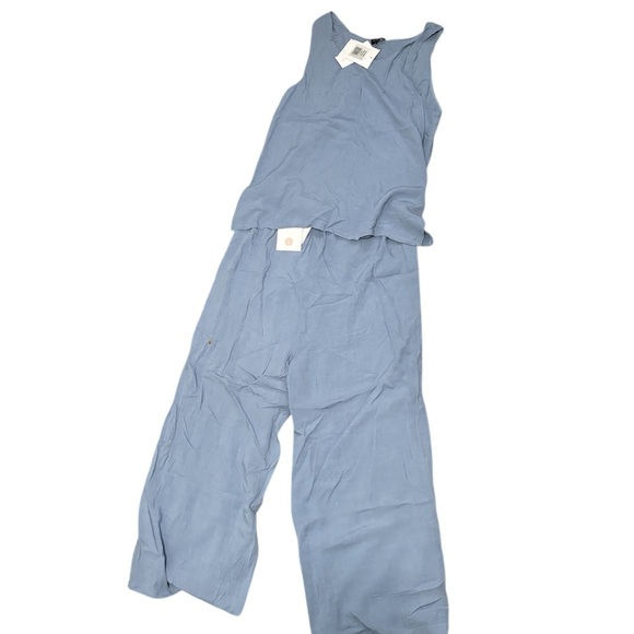 NWT CHÉRIE AMOUR Renee Pajama Set | Light Blue Sleeveless Top & Wide-Leg Pants - Picture 6 of 6
